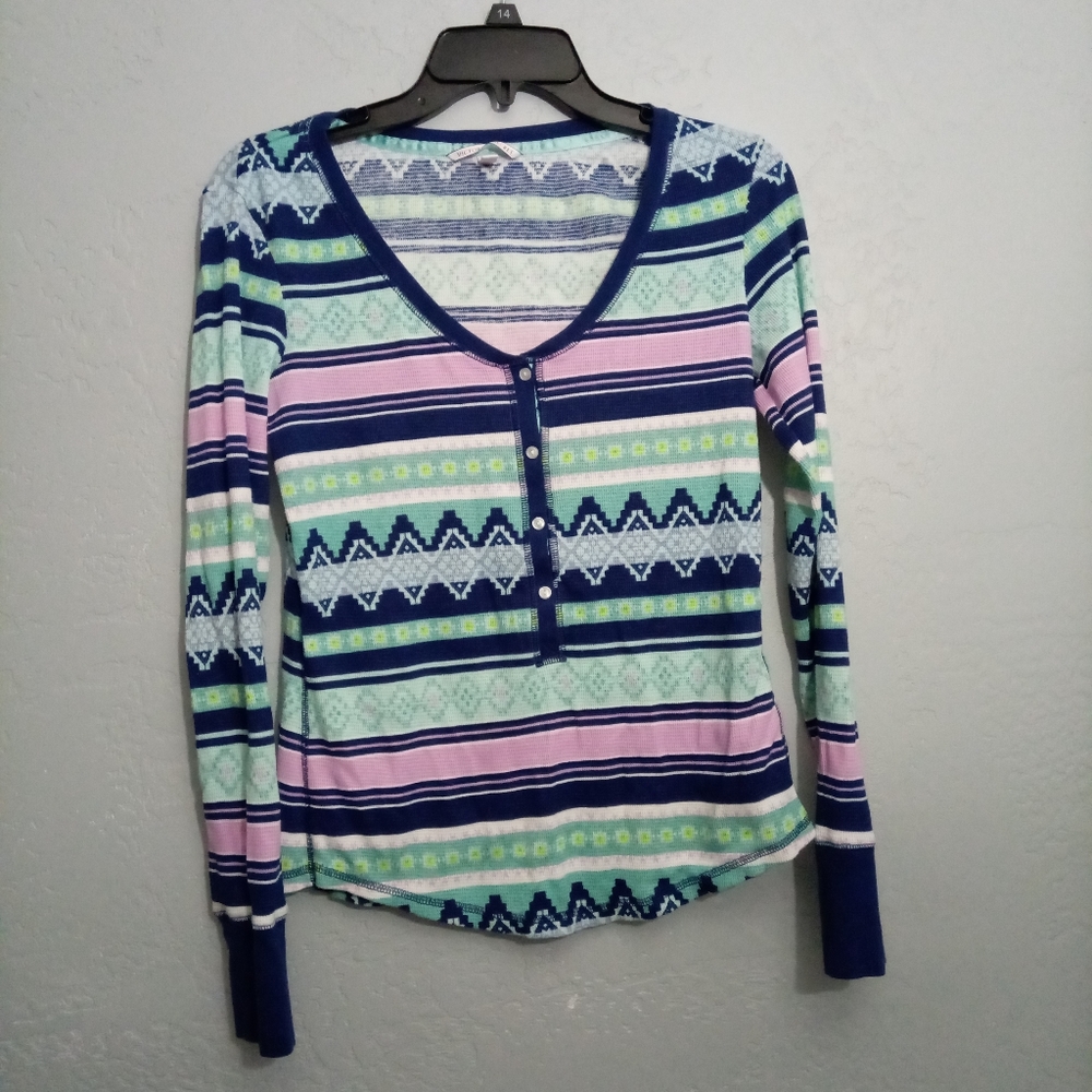 Victoria Secret Thermal Waffle Knit Pajama Top Long Sleeves Small